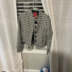 Isaac Mizrahi Black and White Patterned Blazer